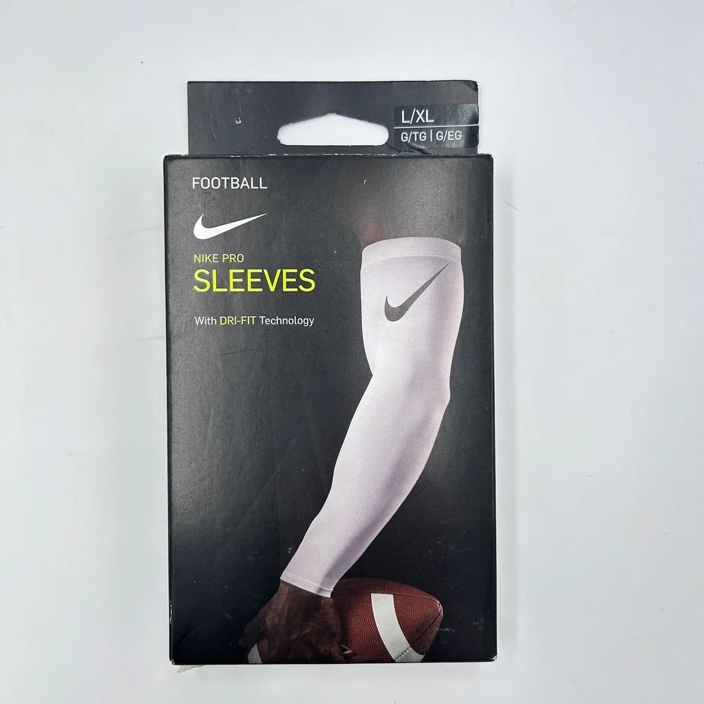 NIKE Pro Dri Fit 3.0 WHITE Compression Football Arm Sleeves Mens L / XL New